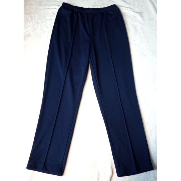 Blair Womens Pleated Straight Leg Pull On Pants Navy Blue Elastic Waist … - Picture 1 of 11